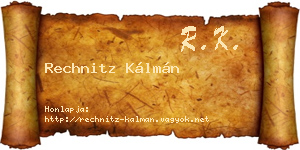 Rechnitz Kálmán névjegykártya